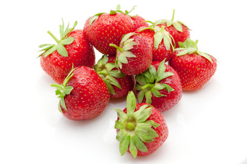 Fresh juicy strawberry on white background, summertime