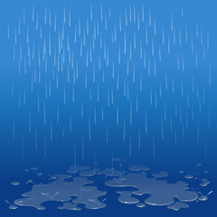 vector illustration of rain, puddles 
