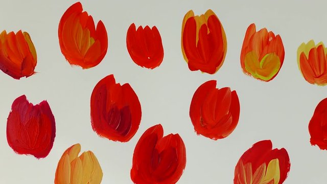 Draw flowers. Time lapse.