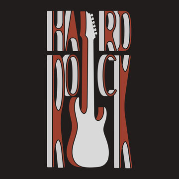 Hard Rock graphic design for t-shirts or roasters, etc., typographic emblem. Vector image.