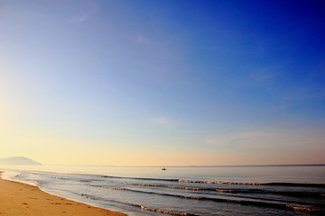 Sea or beach with clear blue sky in the morning,for background.
