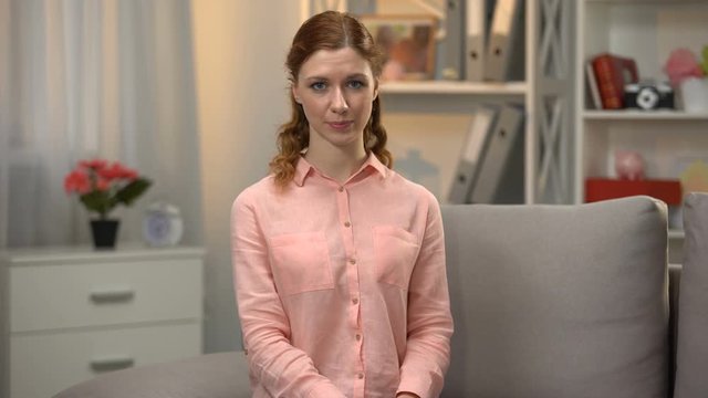 Female signing I cannot speak in sign language, communication for disabled