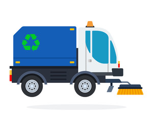 Street sweeper vector flat isolated
