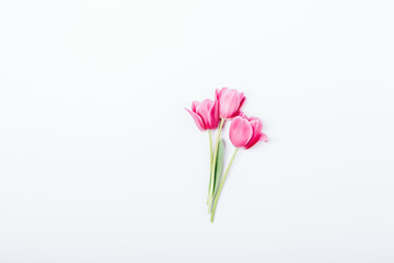 Small bouquet of pink tulip flowers
