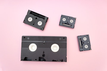 Fototapeta premium Retro concept video cassettes. VHS and mini DV video tapes
