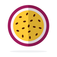 Passion fruit In section flat isolated