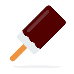 Ice cream on a stick in chocolate glaze vector flat isolated
