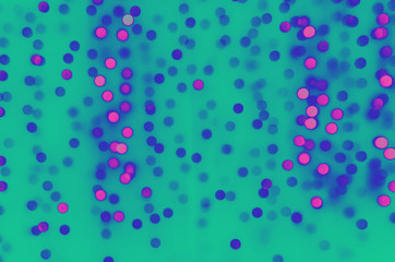 blurred green background with natural bokeh light purple and blue balls. abstract web backdrop - Image