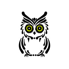Cute owl logo, black silhouette for your design