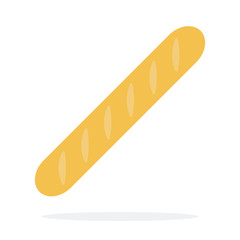 Organic wheat baguette flat isolated