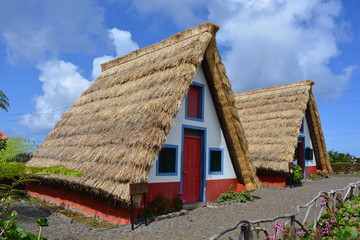 Fototapeta na wymiar traditional thatched houses, Santana, Madeira, Portugal