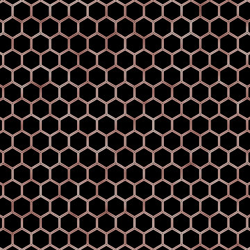 Rose Gold Pattern Octagon Honeycomb Design Wallpaper Background