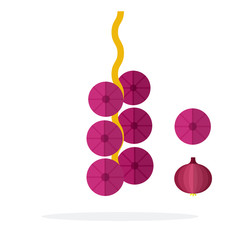 A bunch of red onions flat isolated