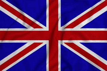 Flag of the Great Britain from the factory knitted fabric. Backgrounds and Textures
