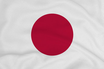 Flag of the Japan from the factory knitted fabric. Backgrounds and Textures