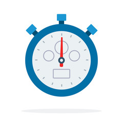 Blue sports stopwatch flat isolated