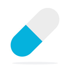 White blue capsule fitness vitamins flat isolated