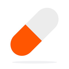 White orange vitamin capsule flat isolated