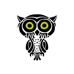 Cute owl logo, black silhouette for your design