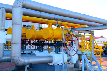 Oil pipe, oil field equipment at work
