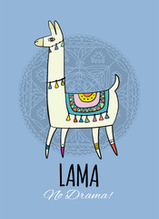 Cute lama character. Greeting card for your design © Kudryashka