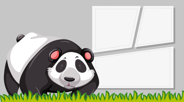 A panda on blank note
