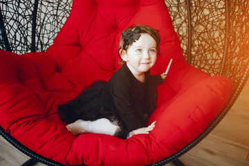 cute little girl at home
