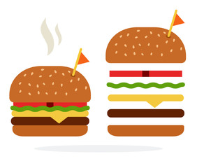 Burger with chicken and cheese in a rye bun and recipe of rye burger