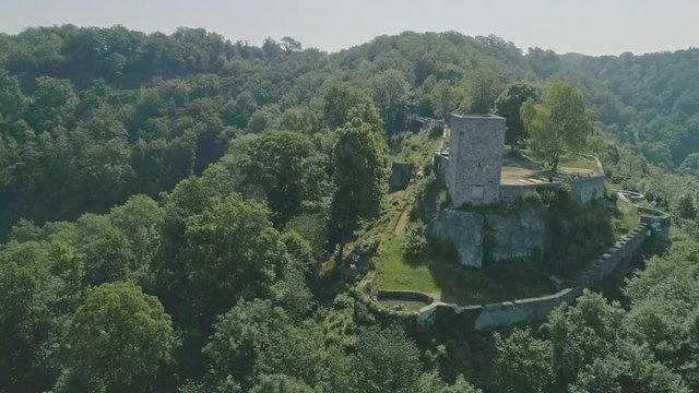 Germany - Drone flight on castle Helfensatein near Geislingen