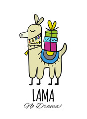 Cute lama character. Greeting card for your design