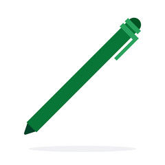 Green ball pen vector flat isolated