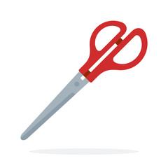 Stationery red scissors vector flat isolated