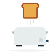 Toaster with jumps bread vector flat isolated