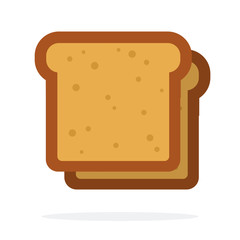 Two slices of white bread vector flat isolated