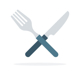 Crossed fork and knife vector flat isolated