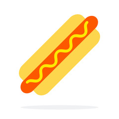 Hot dog with mustard top view vector flat isolated