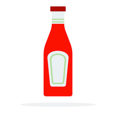 Glass bottle with ketchup vector flat isolated