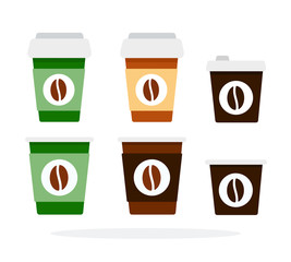 Plastic disposable cups for coffee vector flat isolated