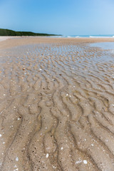Beautiful beach in bright sky.