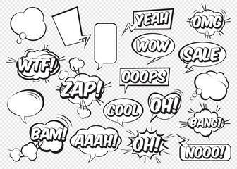 Set of comic speech bubbles. Vector Illustration.