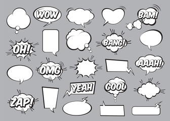 Set of comic speech bubbles. Vector Illustration.