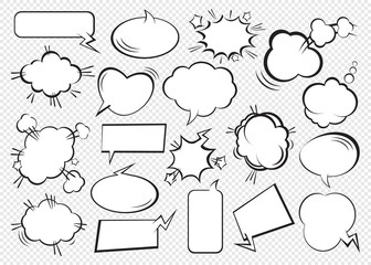 Set of comic speech bubbles. Vector Illustration.