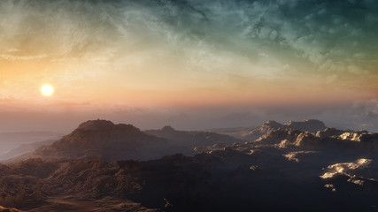 sunset in the mountains