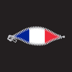 Opened zipper revealing  French   flag  of France © igor kisselev