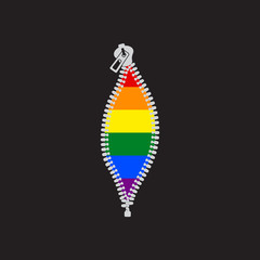 hidden Gay pride - Opened zipper revealing LGBTQ flag