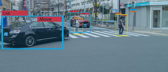 iot smart automotive Driverless car with artificial intelligence combine with deep learning technology. self driving car can situational awareness around the car, letting it navigate itself 360 degree