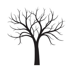 Obraz premium Black naked Tree white background. Vector Illustration.