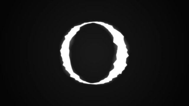 Abstract Circle On Black Background. Shot. Circle Like From The Ring Movie On Black