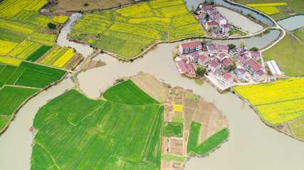 Aerial photo of rural spring scenery