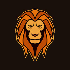 Lion head with mane. Lion vector mascot